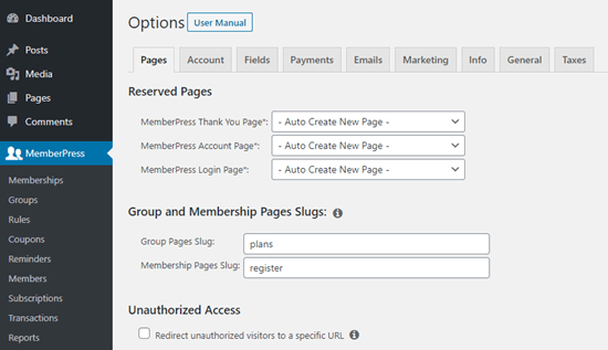 Just some of the setup options in MemberPress Just some of the setup options in MemberPress