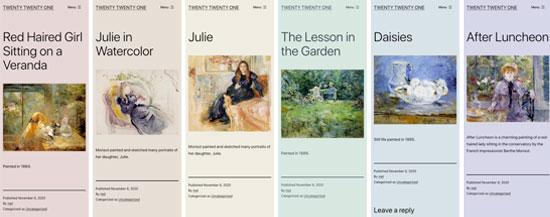 Esquemas de color pastel en Twenty Twenty-One Esquemas de color pastel en Twenty Twenty-One