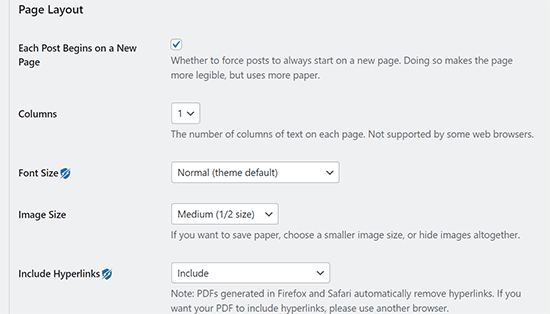 Print layout Print layout