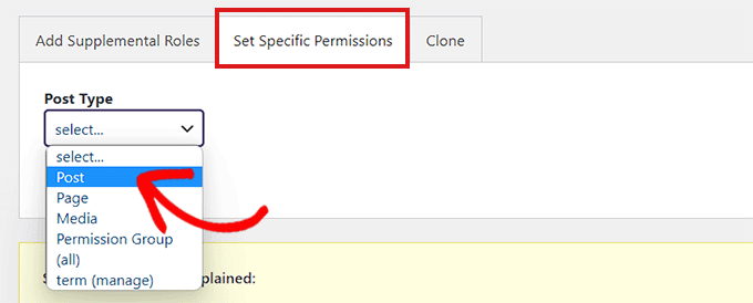 Select Post option from the dropdown menu Select Post option from the dropdown menu