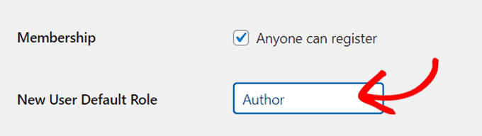 Standardrolle des Benutzers festlegen
