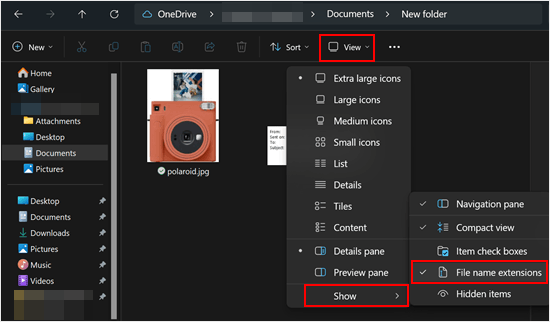 Viewing filename extensions in Windows Viewing filename extensions in Windows