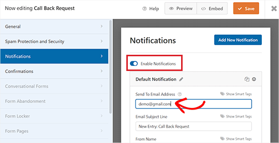 Add a different email to receive form submission notifications Add a different email to receive form submission notifications