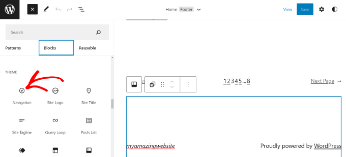 Add navigation block to footer Add navigation block to footer