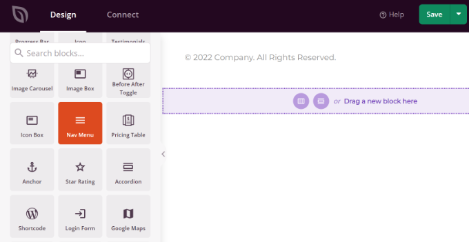 Add the Nav menu block Add the Nav menu block