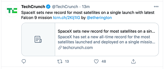 Un link senza immagine della scheda di Twitter Esempio di una scheda di Twitter rotta che non mostra alcuna immagine quando condivisa