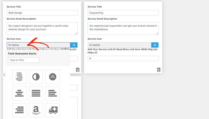 Adding a custom icon to each service Adding a custom icon to each service