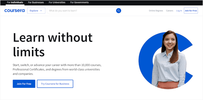 Coursera's homepage