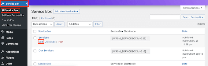 Editing your services using a free plugin Editing your services using a free plugin