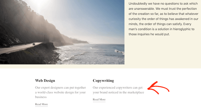 A services section, created using a free plugin A services section, created using a free plugin