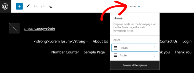 Head to the footer section in FSE Head to the footer section in FSE
