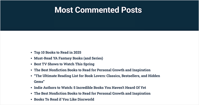 Most commented posts preview