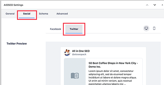Impostazioni di Twitter per singoli post e pagine in WordPress utilizzando AIOSEO Impostazioni di Twitter per singoli post e pagine in WordPress utilizzando AIOSEO