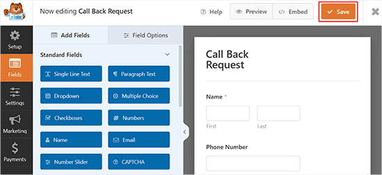 Save request to callback form in WPForms Save request to callback form in WPForms