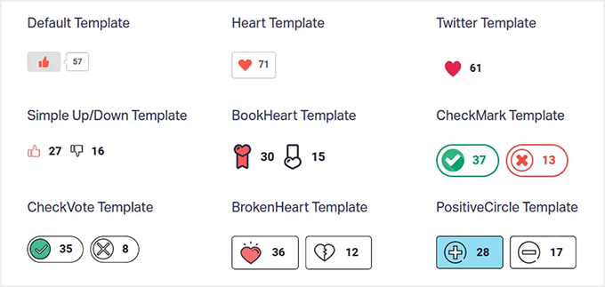 Tipos de botones de "me gusta" en WP ULike Tipos de botones de "me gusta" en WP ULike