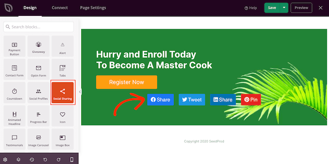 Adding social media buttons to a landing page using SeedProd Adding social media buttons to a landing page using SeedProd