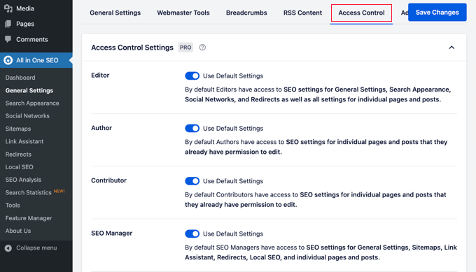 AIOSEO Access Control AIOSEO Access Control