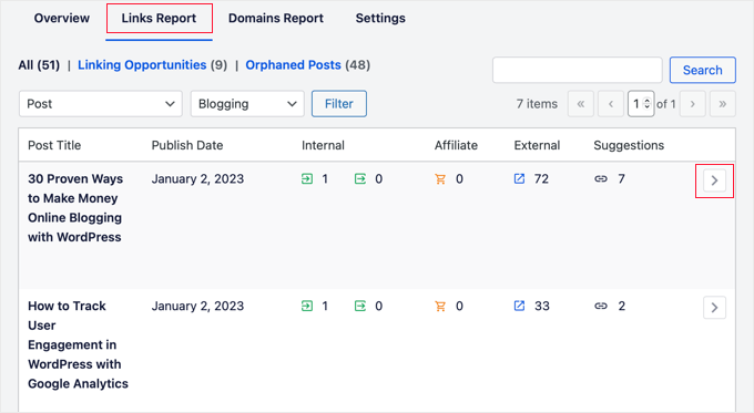 AIOSEO Link Assistant Links Report AIOSEO Link Assistant Links Report