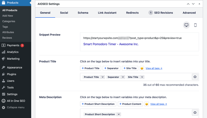 Add Product Metadata in AIOSEO Add Product Metadata in AIOSEO