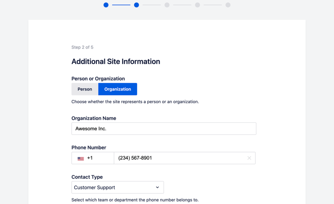 Fill website details for All in One SEO Fill website details for All in One SEO