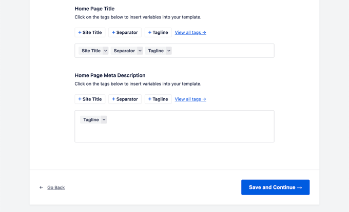 Homepage title and description Homepage title and description