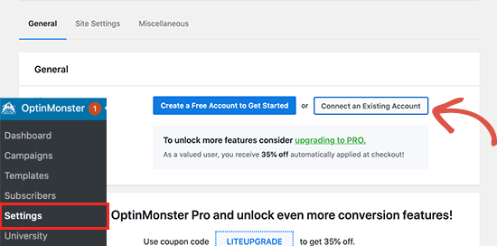 Connect OptinMonster account to WordPress Connect OptinMonster account to WordPress