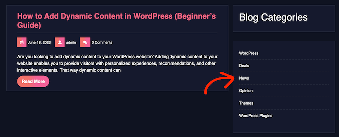 An example of a WordPress custom category order An example of a WordPress custom category order