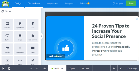 Construtor de campanhas Editar sua campanha