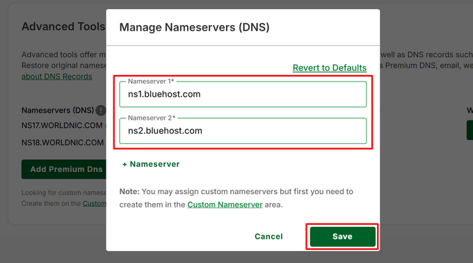 Replacing Network Solution's nameservers with Bluehost's Replacing Network Solution's nameservers with Bluehost's