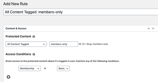 Configurações da regra Configurações da regra