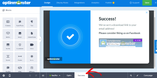 Editar a visualização de sucesso Mudar para a visualização de sucesso