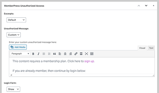 Mensagem de acesso não autorizado Mensagem de acesso não autorizado