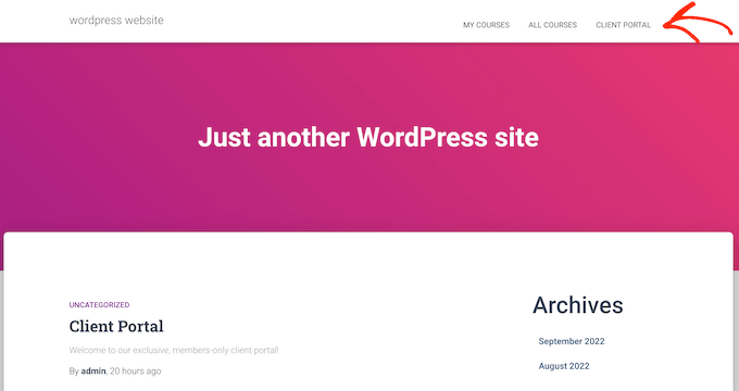 WordPressのクライアントポータルへのリンク