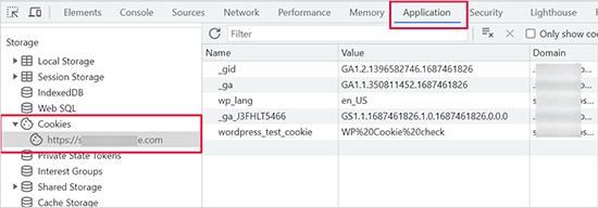 Cookies in developer tools Cookies in developer tools
