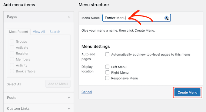 Come creare un menu di navigazione per il footer di WordPress