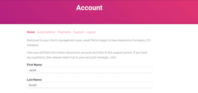 クライアントポータルにカスタムメッセージを追加する