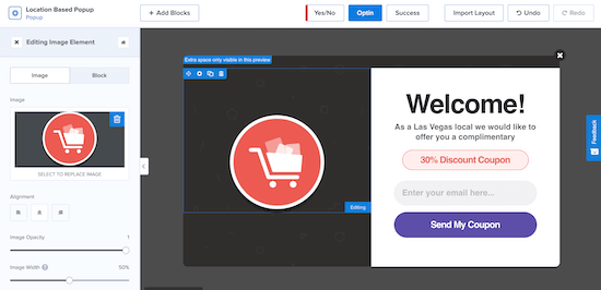 Personalizza il popup basato sulla località