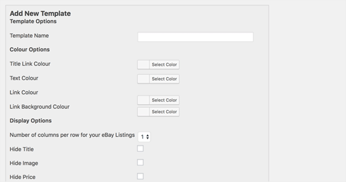 Design templates in the WP eBay Product Feeds premium plugin