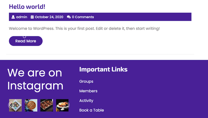 Come mostrare foto di Instagram nel footer di WordPress