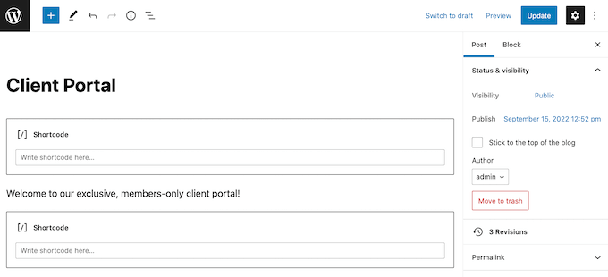 ショートコードを使用したコンテンツへのアクセス制限
