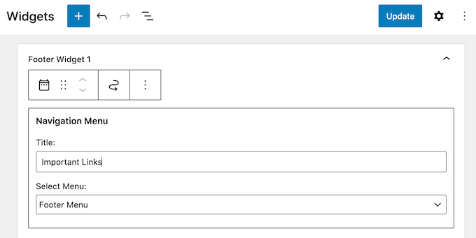 Il widget Menu di navigazione