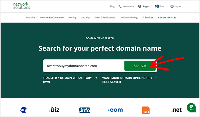 Network Solutions Domain Search