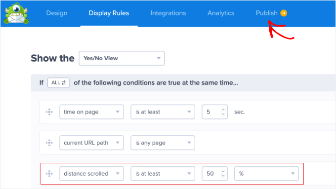 Added Display Rule in OptinMonster