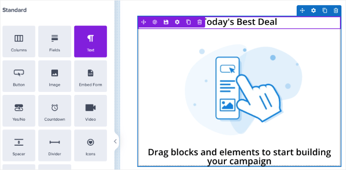 Add a Text Block in OptinMonster