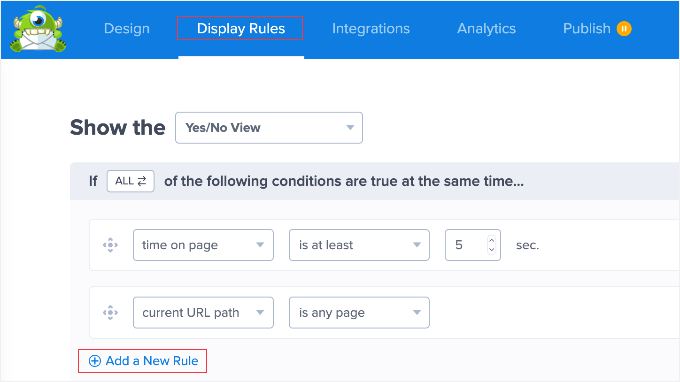 OptinMonster Default Display Rules