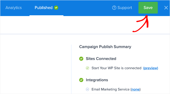 Save the Published OptinMonster Campaign