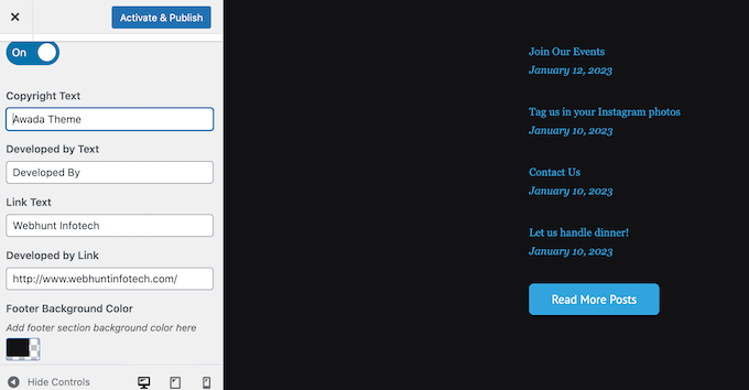 Come rimuovere 'Powered by WordPress' dal footer