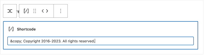Aggiungere un avviso di copyright a un footer abilitato per i blocchi