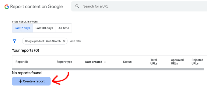 Strumento di rimozione copyright di Google Search Console