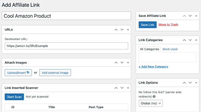 Adding an Amazon Affiliate Link in ThirstyAffiliates